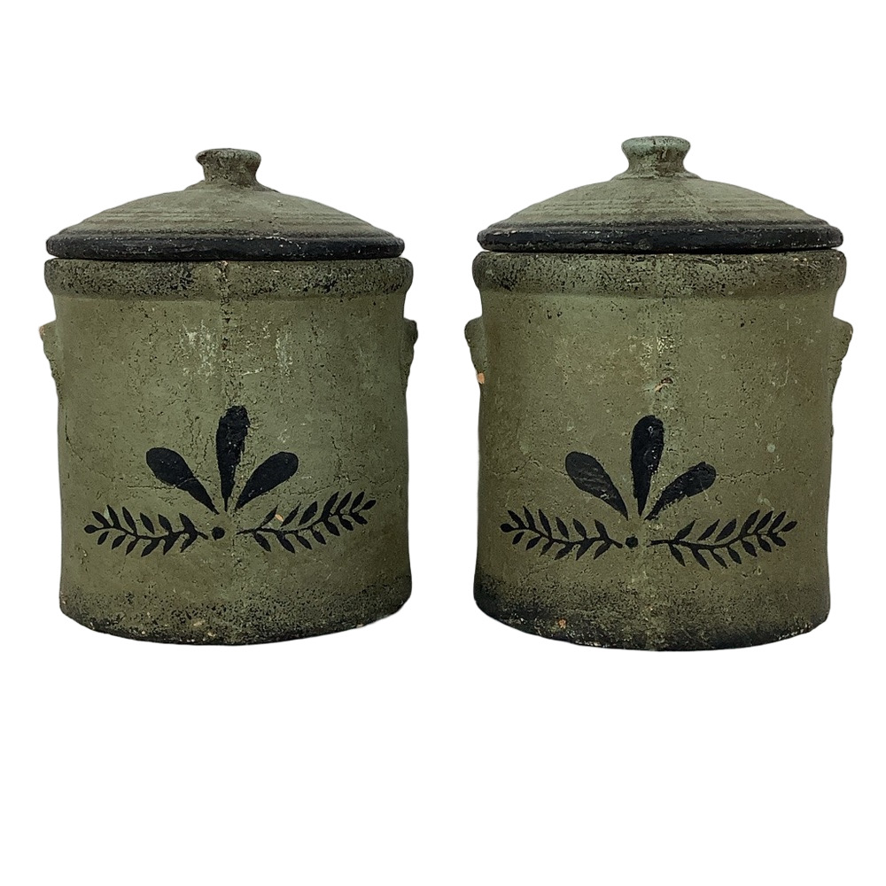 Set of 2 Vintage Crocks with Lids